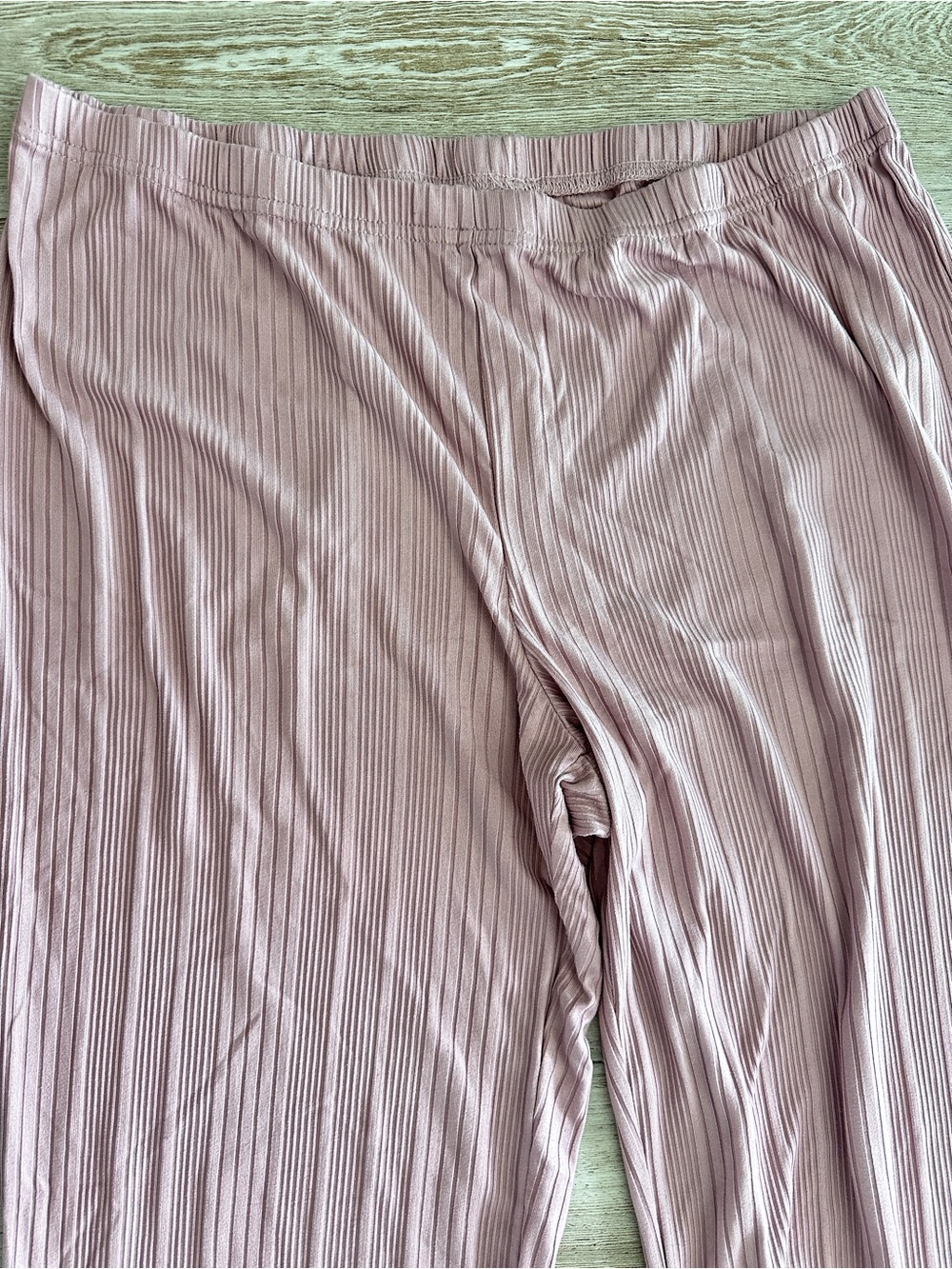 Nicole Miller New York Ribbed Pajama Set Pink Button Up Wide Leg Pants M - Picture 7 of 15